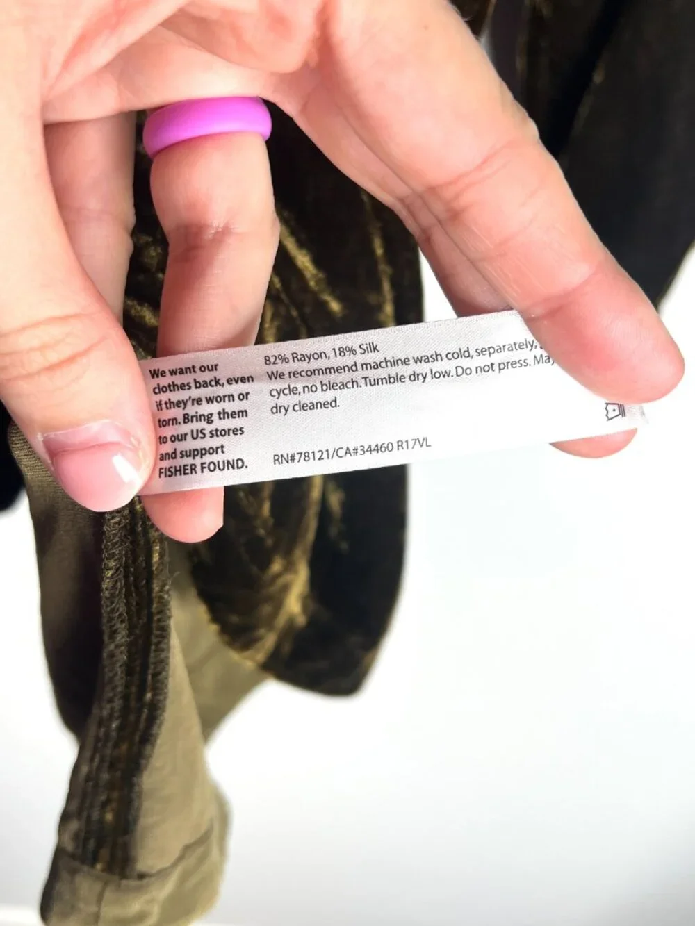 Eileen Fisher Silk Olive Green Crushed Velvet Flowy Top Boxy Whimsigoth Witchy M - Picture 3 of 4